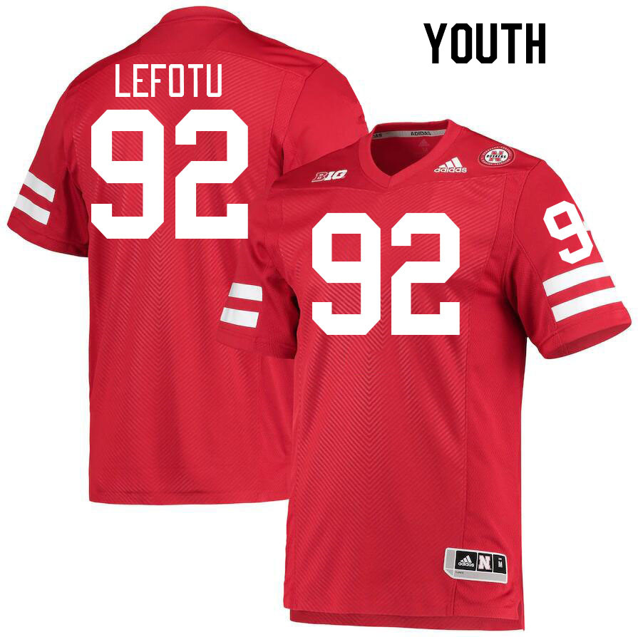 Youth #92 Sua Lefotu Nebraska Cornhuskers College Football Jerseys Stitched Sale-Red
